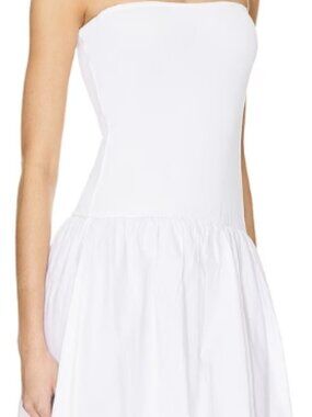 We Wore What strapless white jersey knit bodice and poplin skirt dress, size L